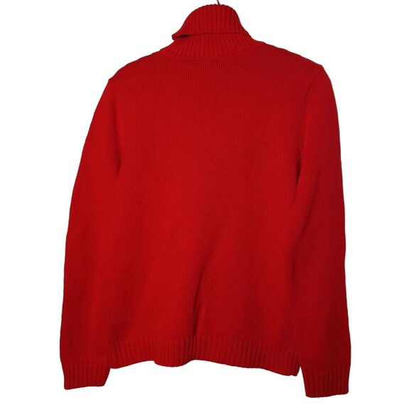 Ralph Lauren Jeans Company XL Sweater Red Turtleneck Gold Anchor Crest Nautical - Picture 2 of 15